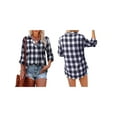 thumbnail image 3 of Women'S Fall Collage Pullover Long Sleeve V-Neck Loose Blouse Blue XL, 3 of 5