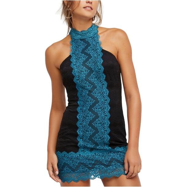 Free People Womens Natasha Lace Trim Bodycon Vestido, Negro, Grande Free People ceñido
