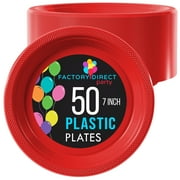Exquisite Red 7 Heavy Duty 350 GSM Disposable Plastic Party Plates - 50 Count