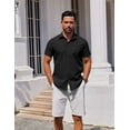 thumbnail image 5 of COOFANDY Mens Untucked Short Sleeve Shirt Button Up Shirt Untucked Dress Shirts Summer Beach Wedding, 5 of 7