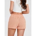 thumbnail image 6 of Argulvti Women's Summer Plaid Pajama Shorts Elastane Elastic Band Wide Leg Loose Fit Lounge Shorts, 6 of 7