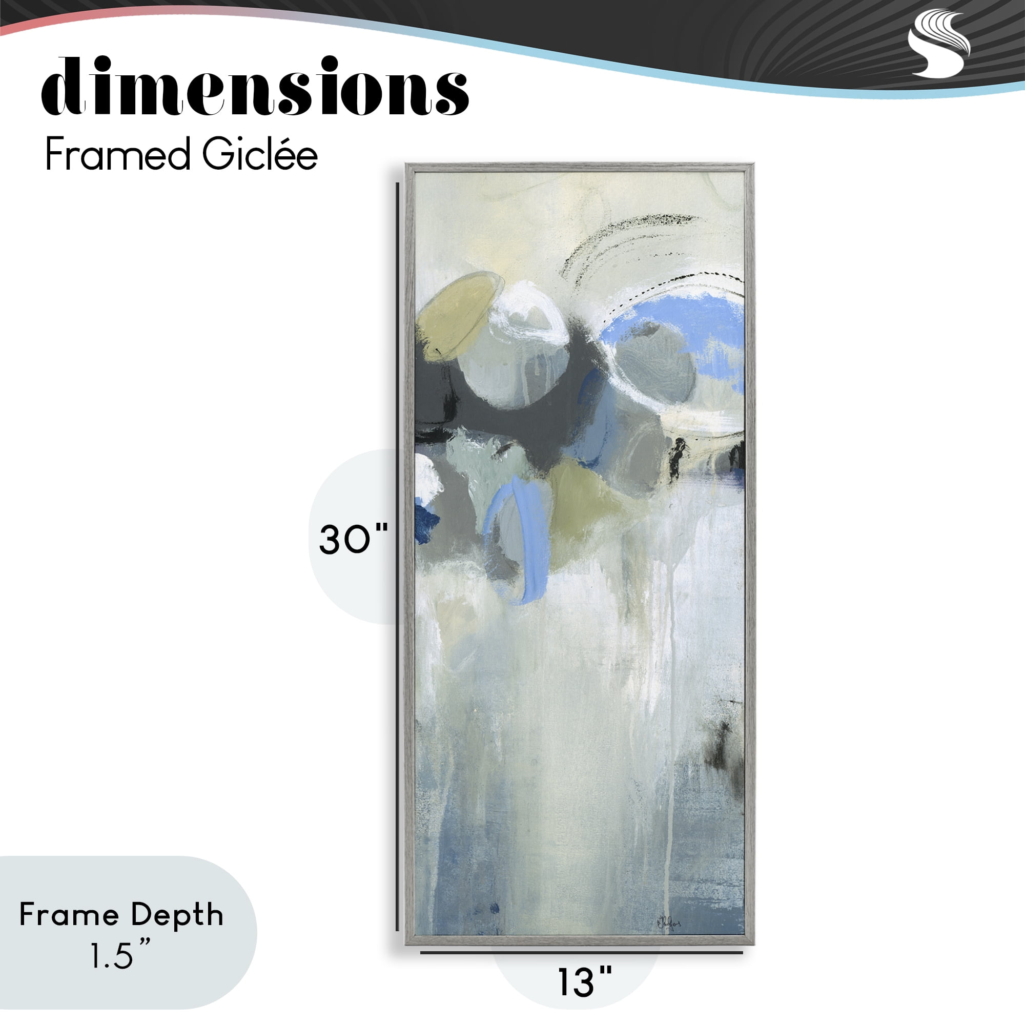 Stupell Industries Beige & Blue Dapples Gray Framed Giclee Art, design by Lisa Ridgers