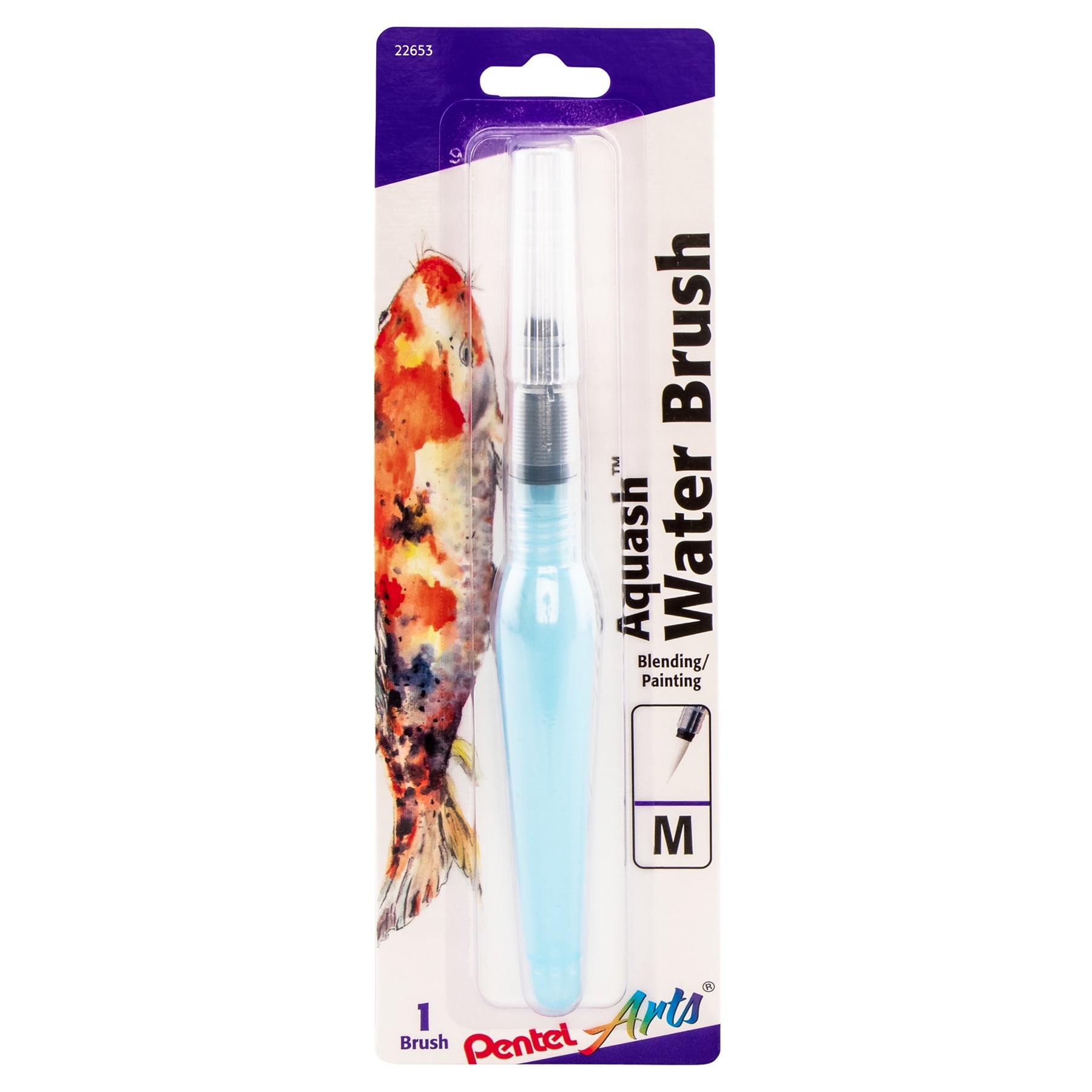 Pentel Arts Aquash Water Brush, Fine Point, Medium, Peggable Carded, Pack of 3