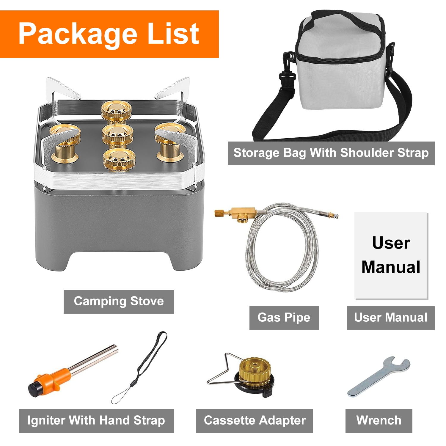 iMounTEK 12000W Portable Camping Stove with Cassette Adapter, Windproof Outdoor Camping Gas Stove