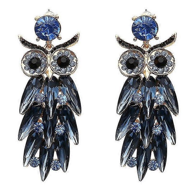 Lindos pendientes de búho con diamantes de imitación, joyería de fiesta para mujer, nuevos pendientes de animales vintage 2021