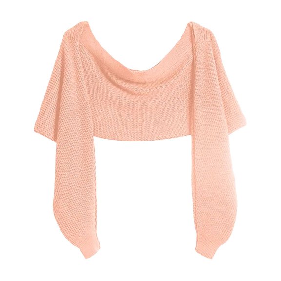 Fgnfyis Women's Solid Color Knitted Wrap Scarf Crochet Thick Shawl Cape with Sleeves for Winter Warmth and Style Cozy Outerwear Pink