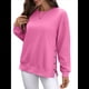 thumbnail image 2 of Sudadera Informal de Cuello Redondo para Mujer, Holgada, Suave y de Larga. Rosa Roja M, 2 of 10