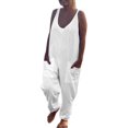 thumbnail image 4 of Lilgiuy Jumpsuits For Women Summer Sleeveless Pocket Solid Color Bundle Feet Pants Fashion Romper Pants White 8(L) Fall Fashion for 2022 Spring Winter, 4 of 5