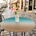 thumbnail image 2 of Teal Brown White Round Fitted Tablecloth with Elastic Edge,Waterproof Table Cloth Fits Tables Up to 36"-44",Wipeable Washable Table Cover for Indoor Outdoor Dinning Party,Gradient Abstract Art, 2 of 9