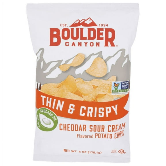 Boulder Canyon Thin & Crispy Cheddar Sour Cream Potato Chips 6 oz - Pack of 5