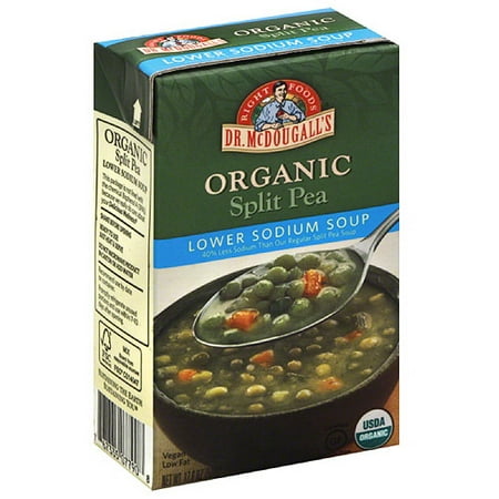 Dr. McDougall's Right Foods Organic Lower Sodium Split Pea Soup, 17.6 oz, (Pack of 6)