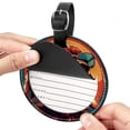 thumbnail image 2 of Retro Dog 2pcs PU Leather Round Bag Tags with Privacy Cover and Name ID Tag - Suitcase Tags for Travel Luggage, Handbags, Backpacks, School Bags, 2 of 6