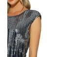 thumbnail image 5 of INSPIRE CHIC Women's Midi Sequin Dress Cap Sleeve Club Party Sparkly Dresses S Blue Silver, 5 of 6