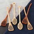 thumbnail image 3 of Pink Season Stirring Spoon Hole Design Long Handle Multi-use Wooden Mixing Stick Tableware Food Grade Honey Coffee Tea Stirring Rod Dessert Spoon Kitchen Supplies, 3 of 8