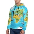 thumbnail image 3 of Kdxio World Map With Animals Landmarks Print Mens Casual Hooded Collar Drawstring Hoodies Pullover Sweatshirts Casual Long Sleeve Shirts-4X-Large, 3 of 7