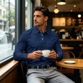 thumbnail image 5 of Fabrcox S-4XL Mens Long Sleeve Polo Shirts with Pockets Collared Work Shirt for Men Office Casual Plain Classic Fit Outdoor Men's Golf Shirts Navy XXXL, 5 of 8