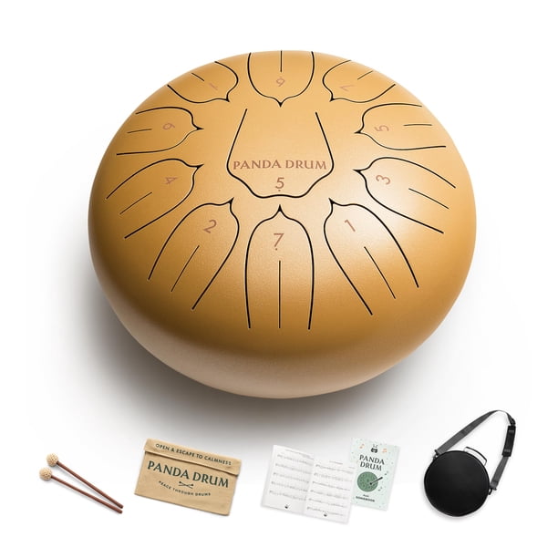 Tambor Handpan de Lengüeta de Acero Panda Plus con Accesorios de 11 pulgadas