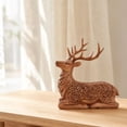 thumbnail image 4 of Rysoverian Wood Carved Style Reindeer Resin Figurine, Vintage Christmas Tabletop Decoration for Mantel Shelf Decor, 4 of 7