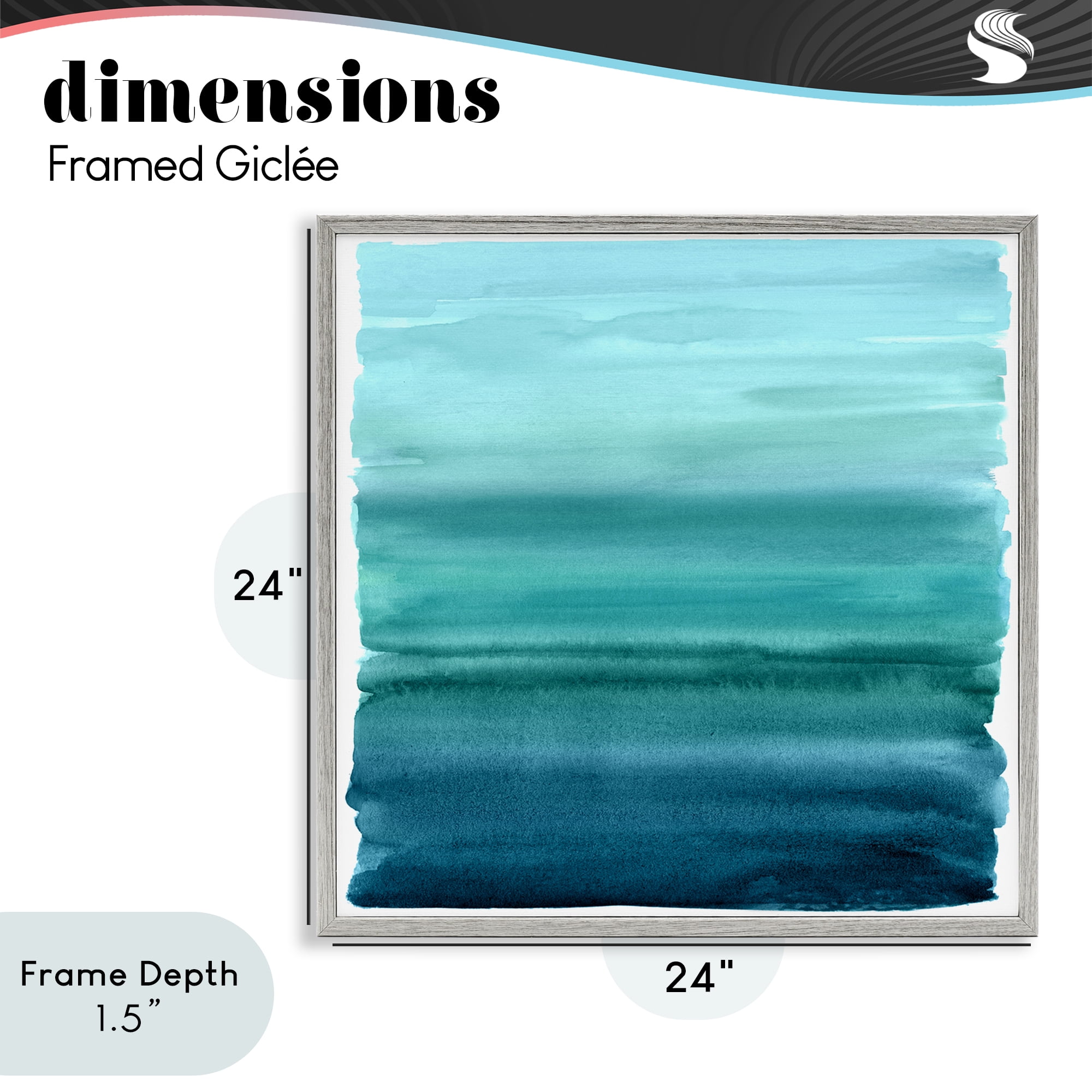 Stupell Industries Aqua Ombre Gradient Gray Framed Giclee Art, design by Allie Corbin