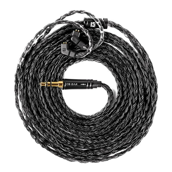 2.0m Long IN Ear Monitor Cable,KBEAR ST24 PLUS IEM Cable,5N OCC Silver-plated HiFi Earphone Upgrade Wires,Headphone Replacement Extension Cord for KZ ZS10 PRO/EDX PRO (3.5 C PIN, Dark Black, 2.0m)