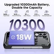 DOOGEE Blade 20 Rugged Smartphone,10300mAh/18W,20GB+128GB/TF 2TB Octa Core Rugged Phone,6.6 HD+ Gaming Phones,16MP Camera,IP68/IP69K Waterproof Phone,Triple Slot/NFC/Face ID/GPS Android 15