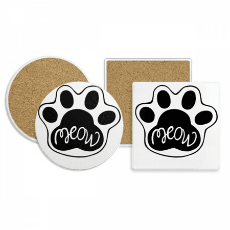 

Mewing Cat Paw Quote DIY Design Coaster Cup Mug Holder Absorbent Stone Cork Base Set