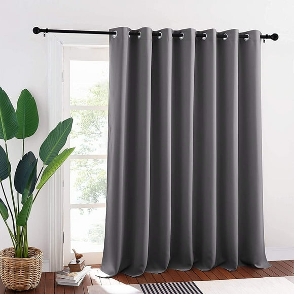 AIR-Blackout Patio Door Curtain - Window Treatment Curtain Shades Room Divider Curtain Thermal Insulated Vertical Blind Drapes for Sliding Glass Door Backdrop, Wide 100 x Long 95 inch, Grey
