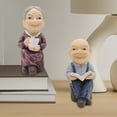 thumbnail image 2 of TISHITA 2 Pieces Elderly Couple Figurines Art Craft Ornament Decorative Miniature Figurine for Cabinet Bedroom Desk Office Home Decor B, 2 of 7