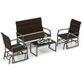 thumbnail image 3 of Costway 4 Piece Patio Gliding Set with Tempered Glass Coffee Table Quick Dry Foam Poolside All Weather, 3 of 10