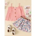 thumbnail image 2 of Michellecmm  Girls Skirt Set, Long Sleeve T-shirt with Belted Floral Pleated Skirt, 2 of 9