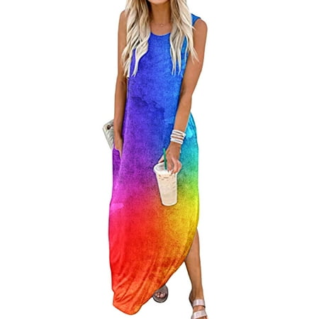 

Frontwalk Nightgowns for Womens Sleeveless Sleepwear Lounge Dress Casual Loose Nightshirts Summer Tank Long Maxi Dresses