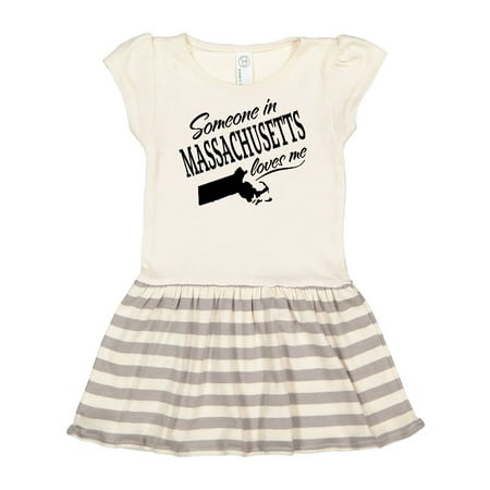 

Inktastic Someone in Massachusetts Loves Me Gift Toddler Girl Dress