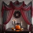 thumbnail image 4 of Lilixerw Halloween Creepy Gauze Table Runner, Red‑Black Tone Crinkle Fabric Drape, for Table, Mantel, Doorway and Party Setup, 35.43x70.86 inch, 2 Pack, 4 of 6