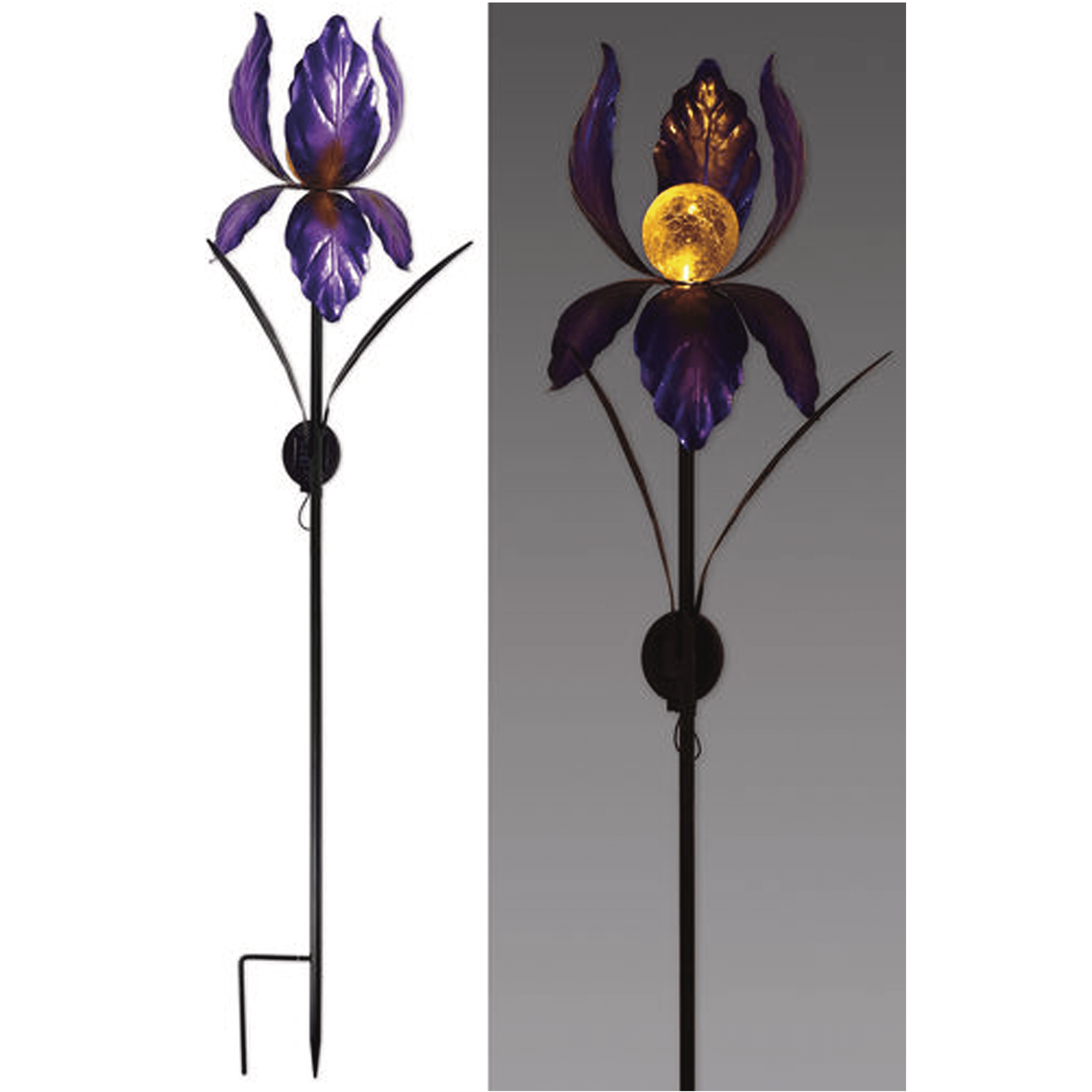 Purple Iris Solar Light Garden Stake 49 inch Ht Outdoor Decor Decorative Lighting