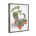 thumbnail image 5 of Stupell Industries Grey Cat Pet Terracotta House Plants Tropical Monstera Luster Gray Framed Floating Canvas Wall Art, 24x30, by June Erica Vess, 5 of 5