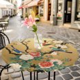 thumbnail image 6 of Vintage Spring Floral Round Tablecloth for 45-54 Inch Tables, Fitted Table Cover with Elastic Edge, Retro Birds Flowers Waterproof Outdoor Table Cloth Protector for Patio Garden Dinner Picnic, 6 of 9