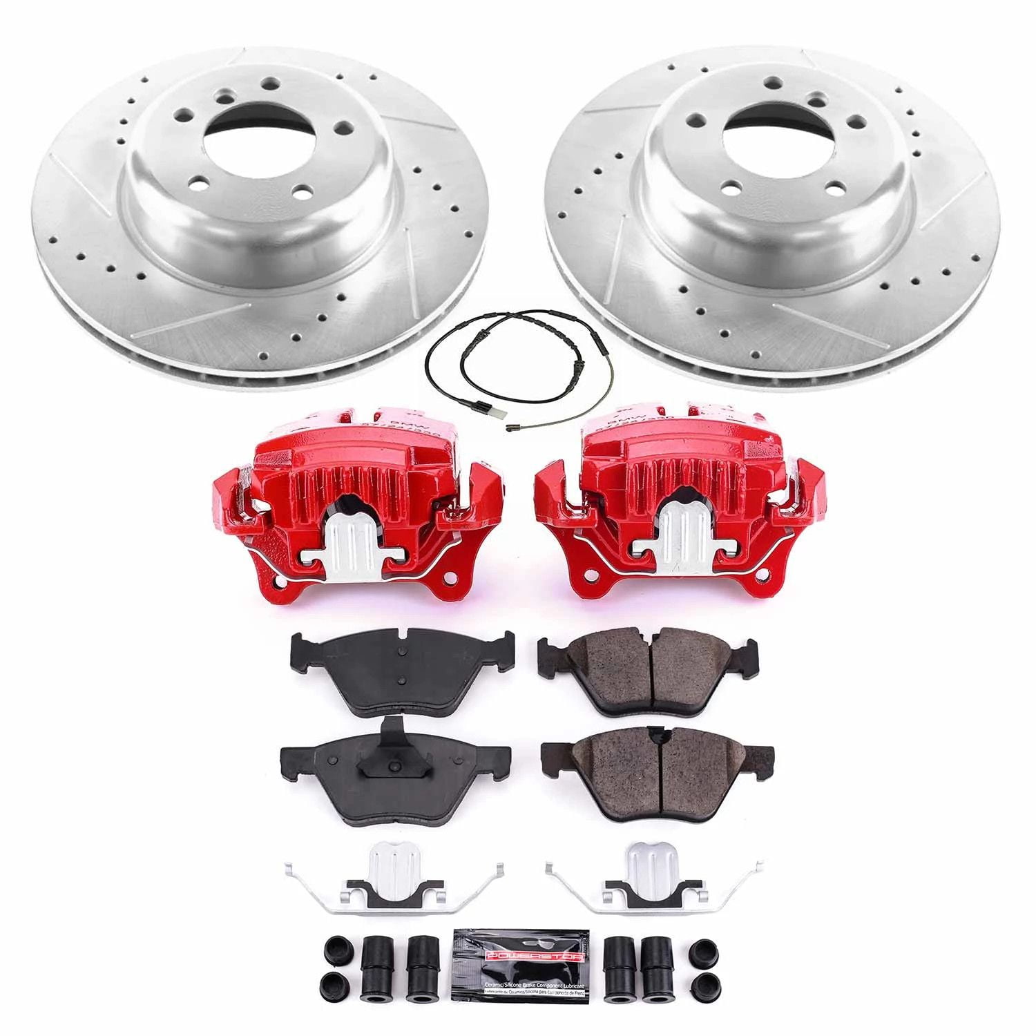 PowerStop Front Z23 Evolution Sport Brake Pad and Rotor Kit with Red Powder Coated Calipers Fits: BMW Select Models KC5691