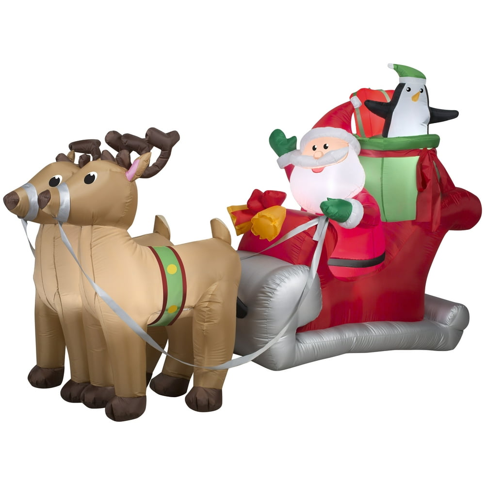 Airblown Inflatables Santa with Sleigh and Reindeer Scene - Walmart.com ...