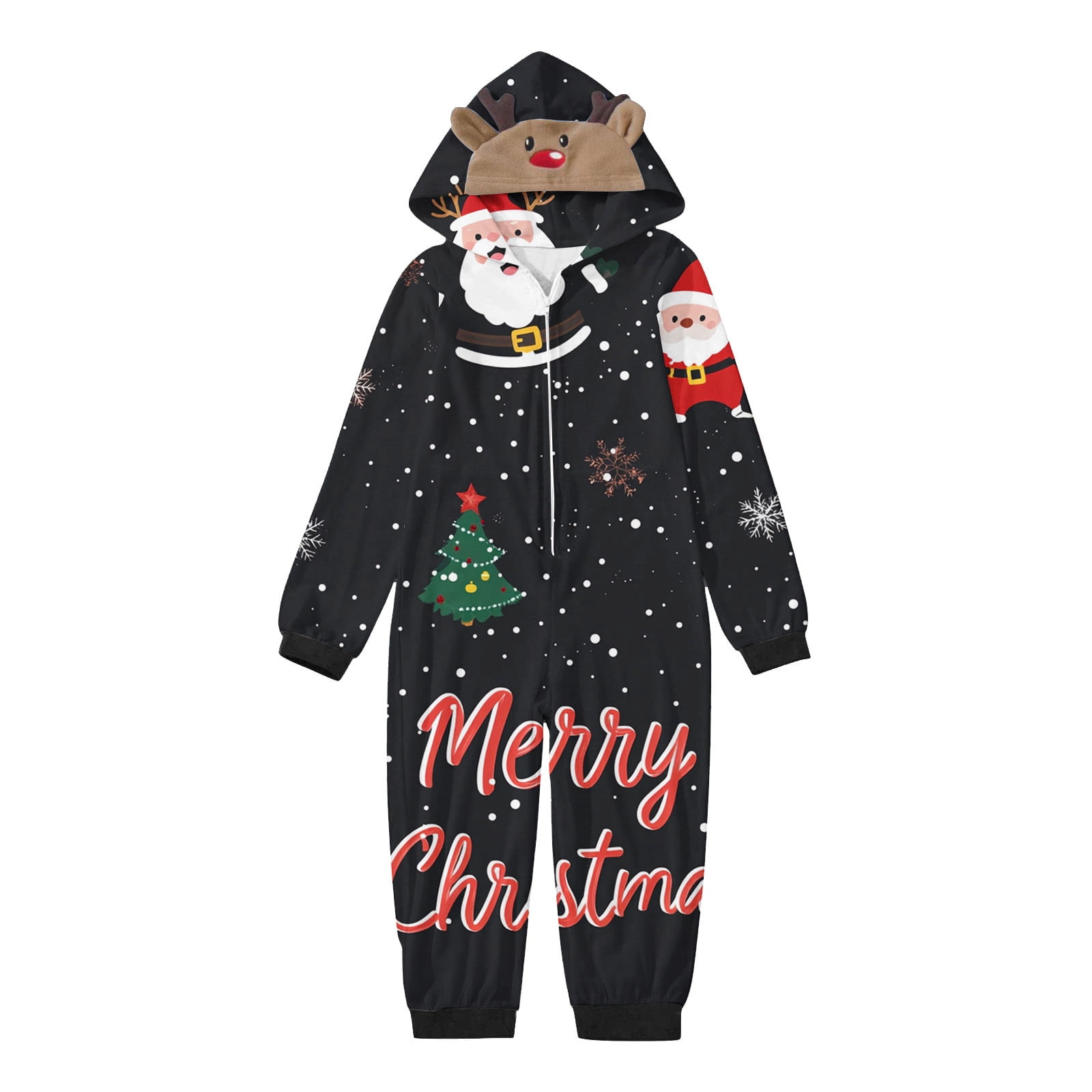 SwiftWear Family Christmas Pajamas Matching Sets Onesie Jumpsuits Santa Claus Print Pjs Holiday Sleepwear Xmas Jammies