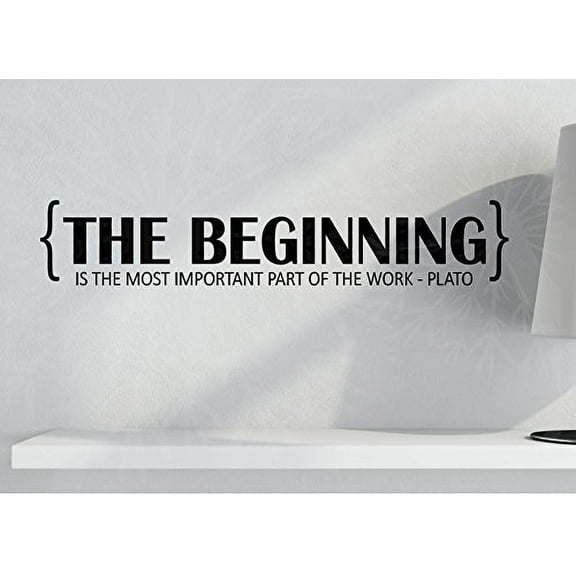 Beginning is the Most Important Vinyl Decals Wall Stickers Room Décor, Black, 36x7-inch