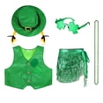 thumbnail image 2 of Fête de la Saint-Patrick pour Filles, Sans Manches, Polyester, Ensemble de Robe de Fête, 5 Pcs, 2 of 6