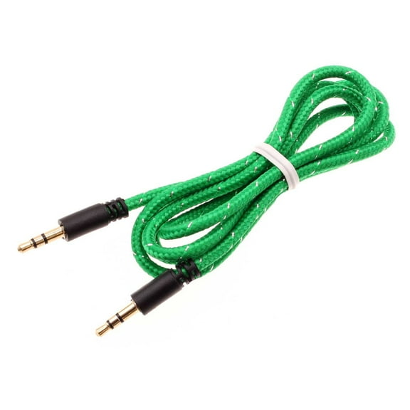 3.5mm Aux Cable Adapter Car Stereo Aux-in Audio Cord Speaker Jack Wire Green J6V for Kyocera Hydro Reach Life Elite C6750 - LG Fortune, Treasure, G2, Volt, G3, Power, G4, K7 K10 K8, Spree, K3