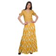 thumbnail image 1 of Moomaya Printed Rayon Cold Shoulder Crop Top And Skirt Ethnic Set For Women, 1 of 6