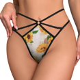 thumbnail image 2 of Sunflower Flowers on Old Fashioned Letters Romantic Open Type Women's Panties Crotch Opening G-strings Thongs Lingeries Underwear, 2 of 7