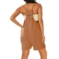 thumbnail image 3 of Moxiu Womens Short Rompers Casual Rompers Summer Sleeveless Jumpsuits Loose Spaghetti Strap Shorts Overalls Trendy Outfits with Pockets 2025 Brown,XXXL, 3 of 5