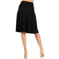 thumbnail image 3 of Women's Casual Stretch Basic Foldable High Waist Relaxed Fit A-Line Solid Midi Skirts, 3 of 5