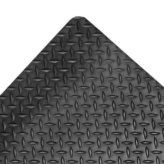 Antifatigue Mat, 5 ft. L x 3 ft. W, 3/4" Thickness, Vinyl, Diamond Plate, Black