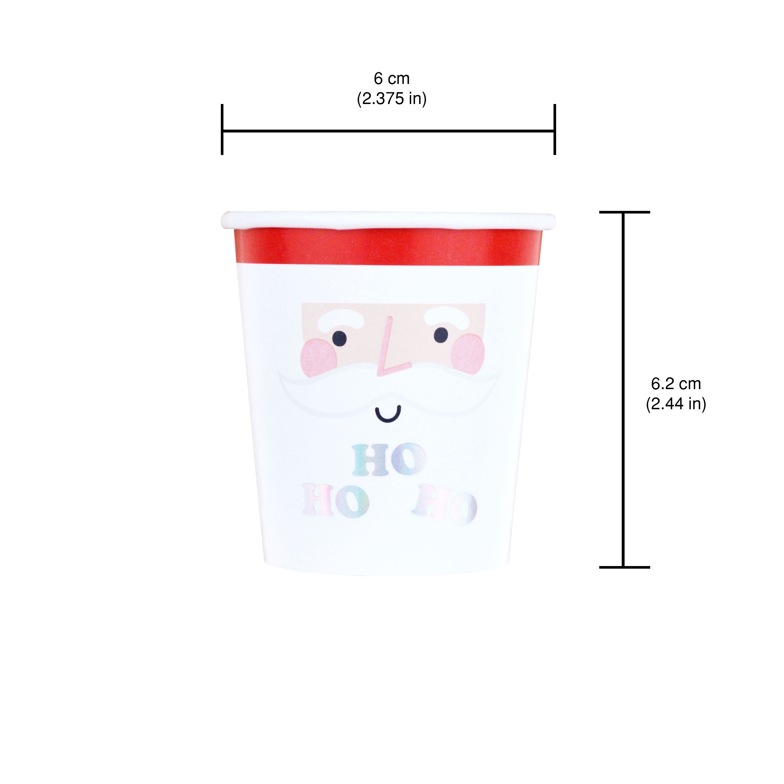 2.375 Dia (Top) x 2.4375 in H, 4 Ounce Capacity, 16 Count Multicolor Disposable Paper Mini Cup, Christmas, Paper Partyware, Holiday Time