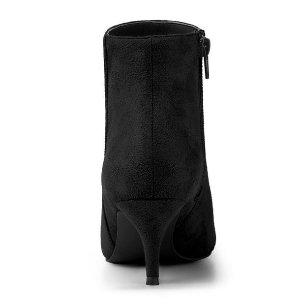 Botines De Tobillo Tacón Bajo De Aguja Estilete Cremallera Punta