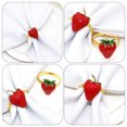 thumbnail image 4 of MasteelfCA 2Pcs Strawberry Shape Napkin Buckles Decorative Napkin Rings Party Fruit Design Napkin Rings, 4 of 8